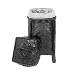 Small Black Herringbone Bamboo Laundry Basket