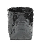 Medium Black Herringbone Bamboo Laundry Basket