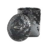 Medium Black Herringbone Bamboo Laundry Basket