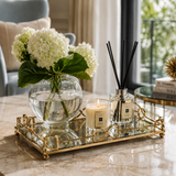 Golden Bow Metal & Glass Tray