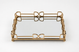 Golden Bow Metal & Glass Tray