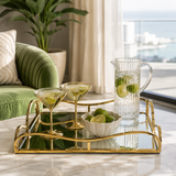 Golden Wave Metal & Glass Tray