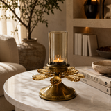 Floral Glass & Metal Candle Holder