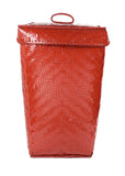 Red Woven Bamboo Laundry Basket