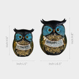 Set of 2 Blue Owl Decorative Figurines.