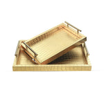 Set of 2 Golden Rectangular Modern Serving Trays