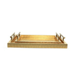 Set of 2 Golden Rectangular Serving Trays.