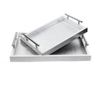 Silver Rectangular Modern Set of 2 Serving Trays