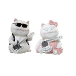 Sitting Cat with Guitar Decor