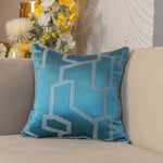 Sky Blue Navy Blue Geometric Satin Cushion Covers