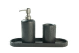Black Textured Bathroom Accessories Set