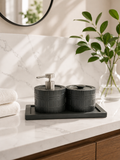 Black Textured Bathroom Accessories Set