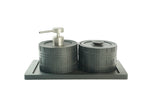 Black Textured Bathroom Accessories Set