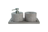 Grid Pattern Bathroom Accessories Set