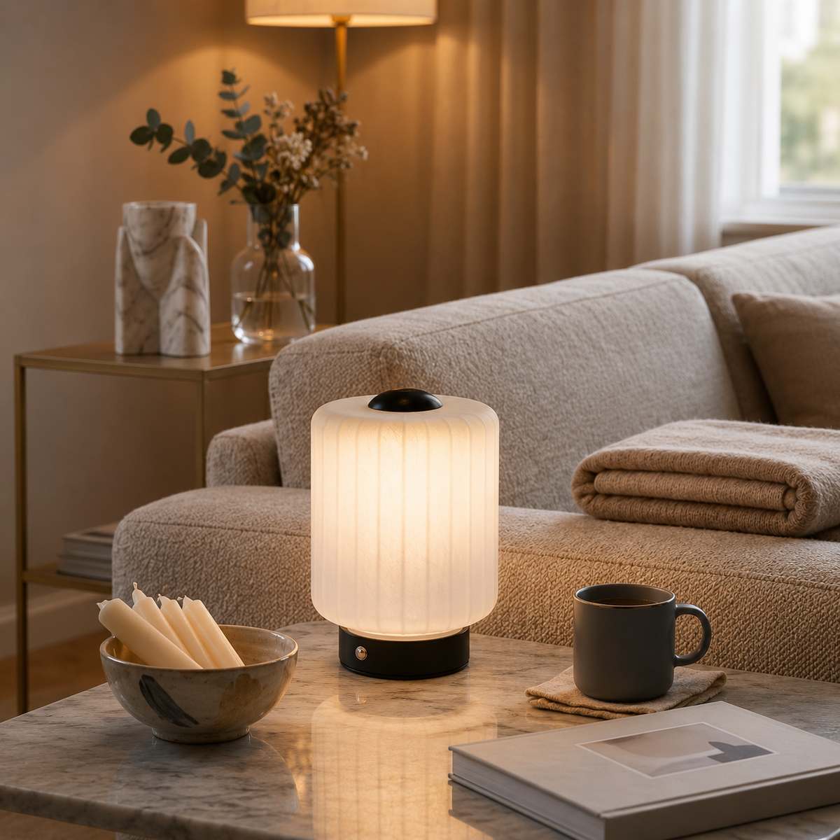 White Textured Table Lamp