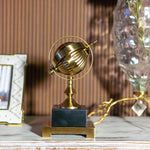 Small Gold World Globe Spinning Ball on Black Marble Base