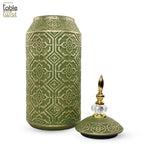 Small  Green Ceramic Rani Jar with Lid.