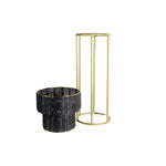 Small  Round Cane Planters and  Gold Metal Stand.