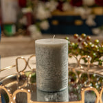 Small Rustic Gray Wax Pillar Candles