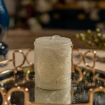 Small Sparkle Glitter White Pillar Candle