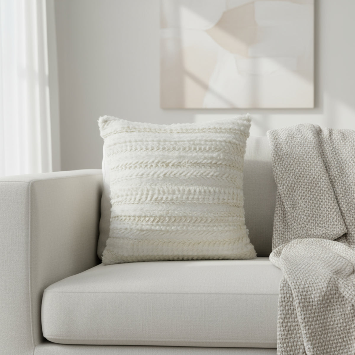 Soft Textured White Cushion Cover