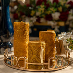 Sparkle Glitter Golden Pillar Candle