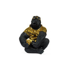 Stylish Black Gorilla Statue with Gold Accents