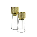 Tall Brass Gold Hammered Planter Set of 2