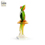 The Ballerina Pose Green and Brown Glass Frog on a Clear Base Figurine
