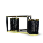 The  Black and Gold Mild Steel T-Light Candle Lantern (Set of 2).