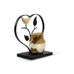 The Heart-Shaped Black Metal Bird Tealight Holder