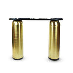 The Marble Top Console Table featuring a Round Gold Base