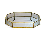The Octagon Matte Gold Metal and Textured Decorative Glass Tray