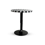 The Round Bone Inlay Side Table in Black and White.