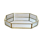 The Rustic Gold Metal Octagon Mirror Decorative Glass Tray