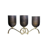 Three-Arm Glass and Metal Candle Stand