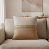 Two-Tone Cushion Cover in Light Beige and Camel Brown