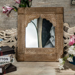Vintage-Inspired Hand-Carved Wooden Mirror