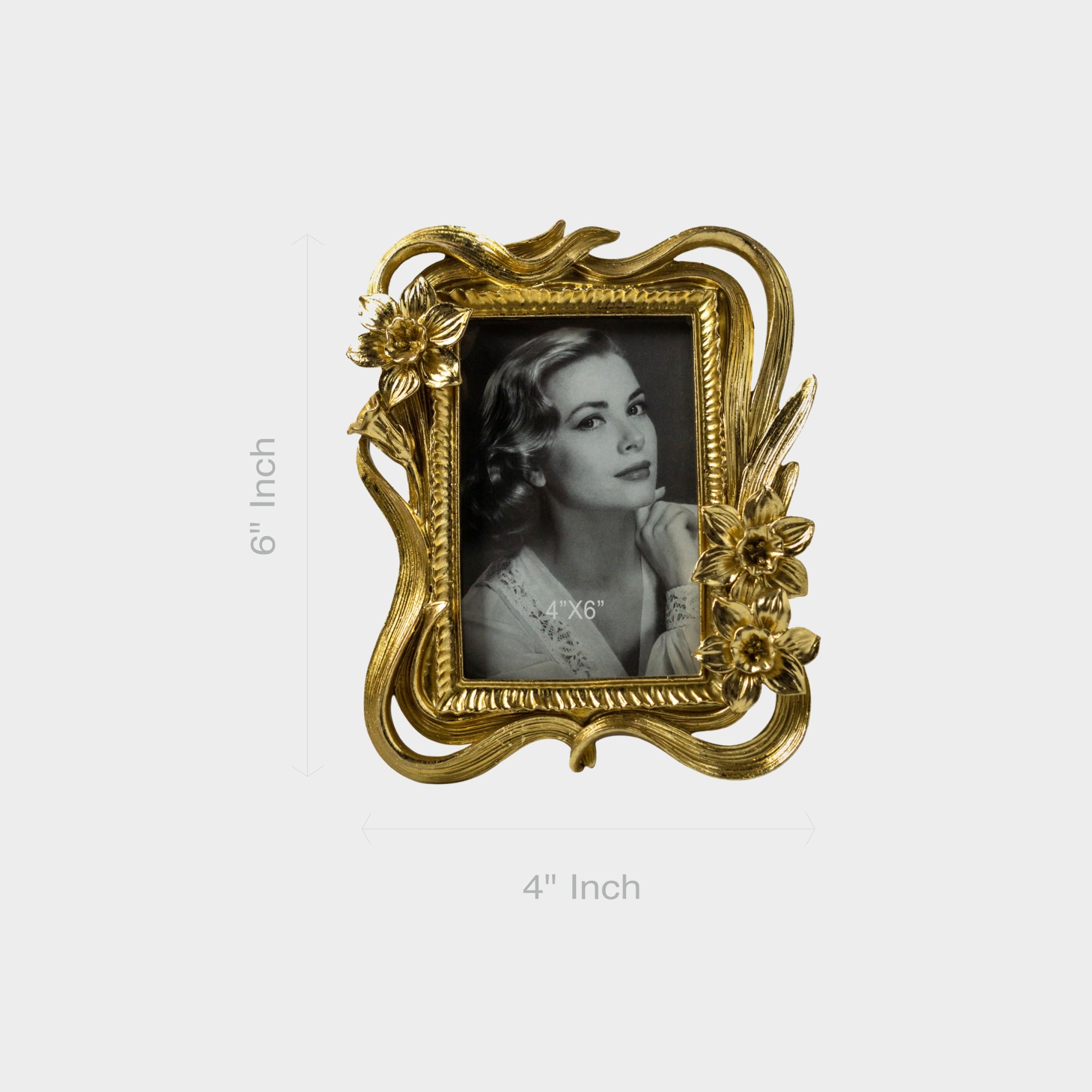 Vintage Floral Gold Resin Photo Frame.