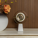 Vintage White and Golden Desk Clock with Marble Base