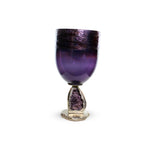 Violet Glass Vase with Metal Base