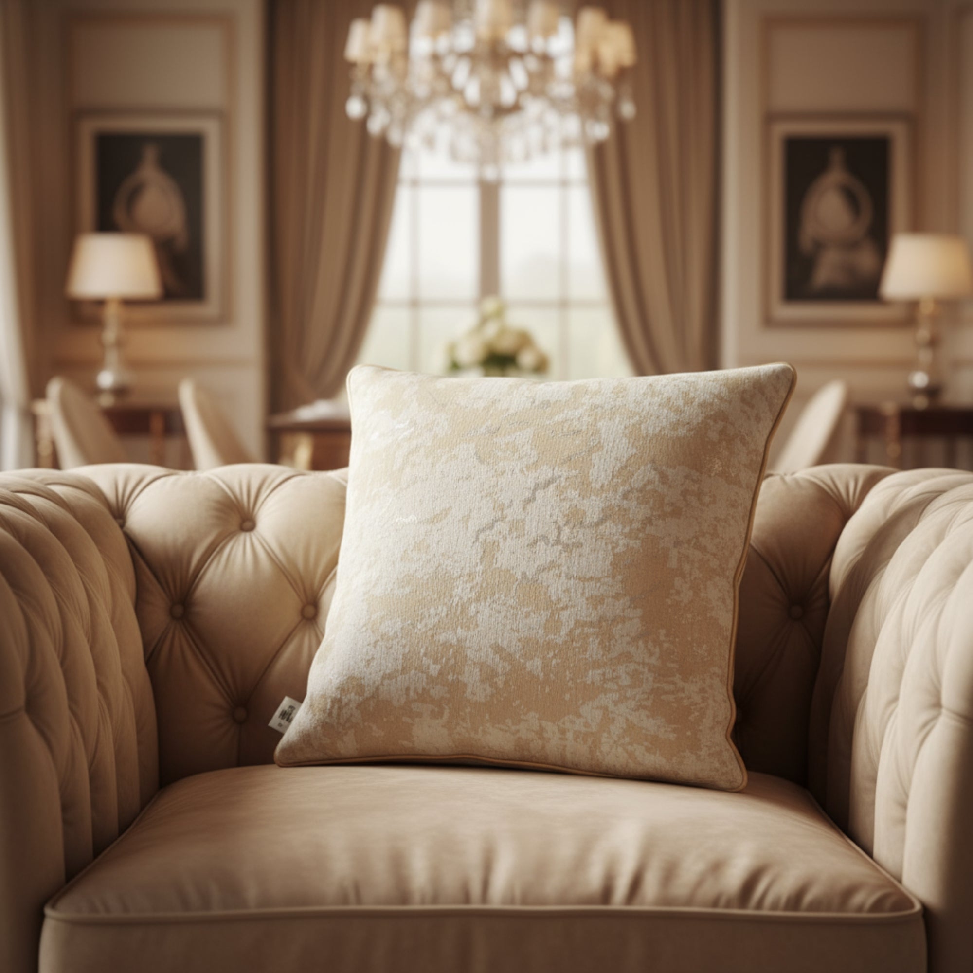 White & Beige Textured Cushion Cover