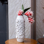 White Ceramic Vase with Decorative Disc Detail