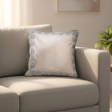 White Cushion Cover with Blue Border Design