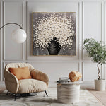 White Flower Canvas Wall Art