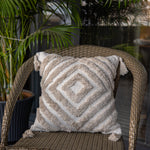 White Handwoven Geometric Textured Cushion Covers –