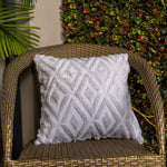 White Luxurious Diamond-Textured Throw Pillows