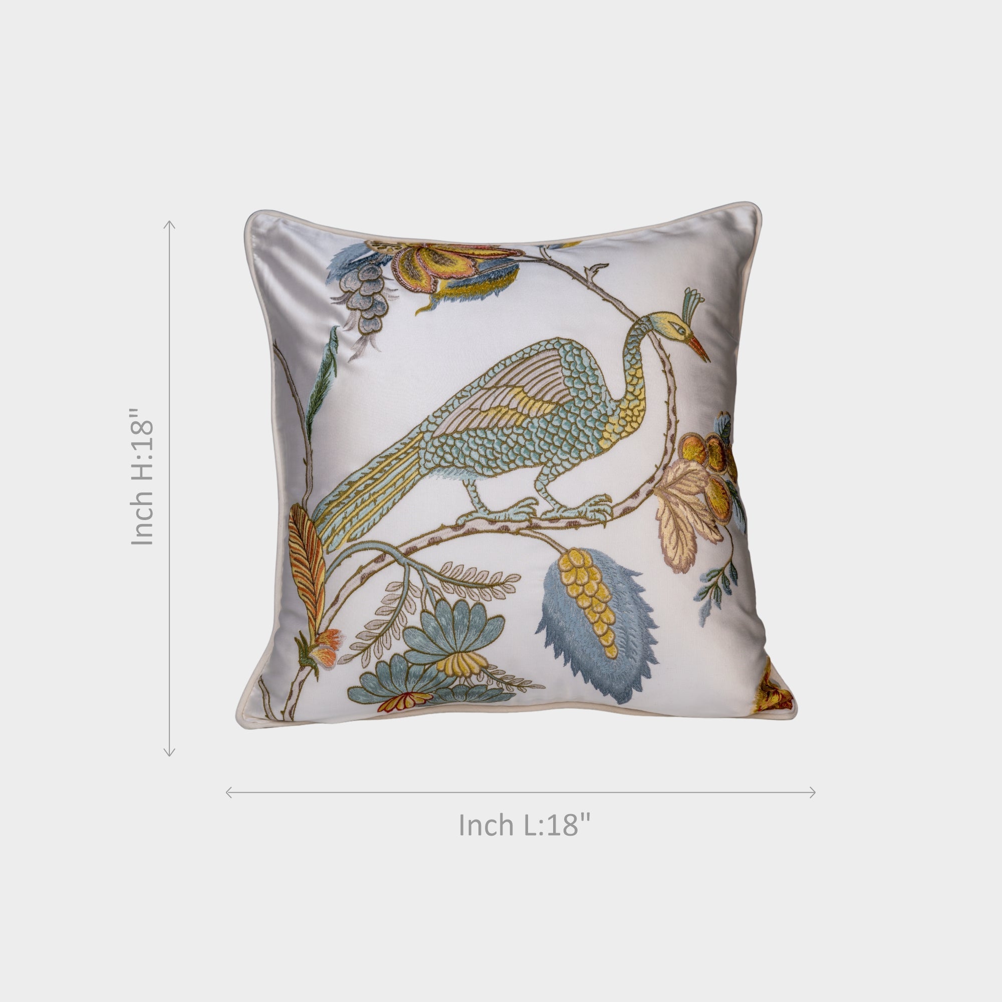 White  Peacock Design Cushion Cover