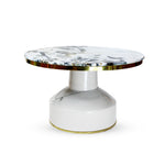 White Retro Fusion Round Marble Center Table