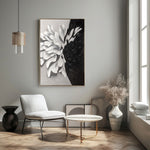 White Textured Flower 3D Art | Black & White Floral Wall Art.